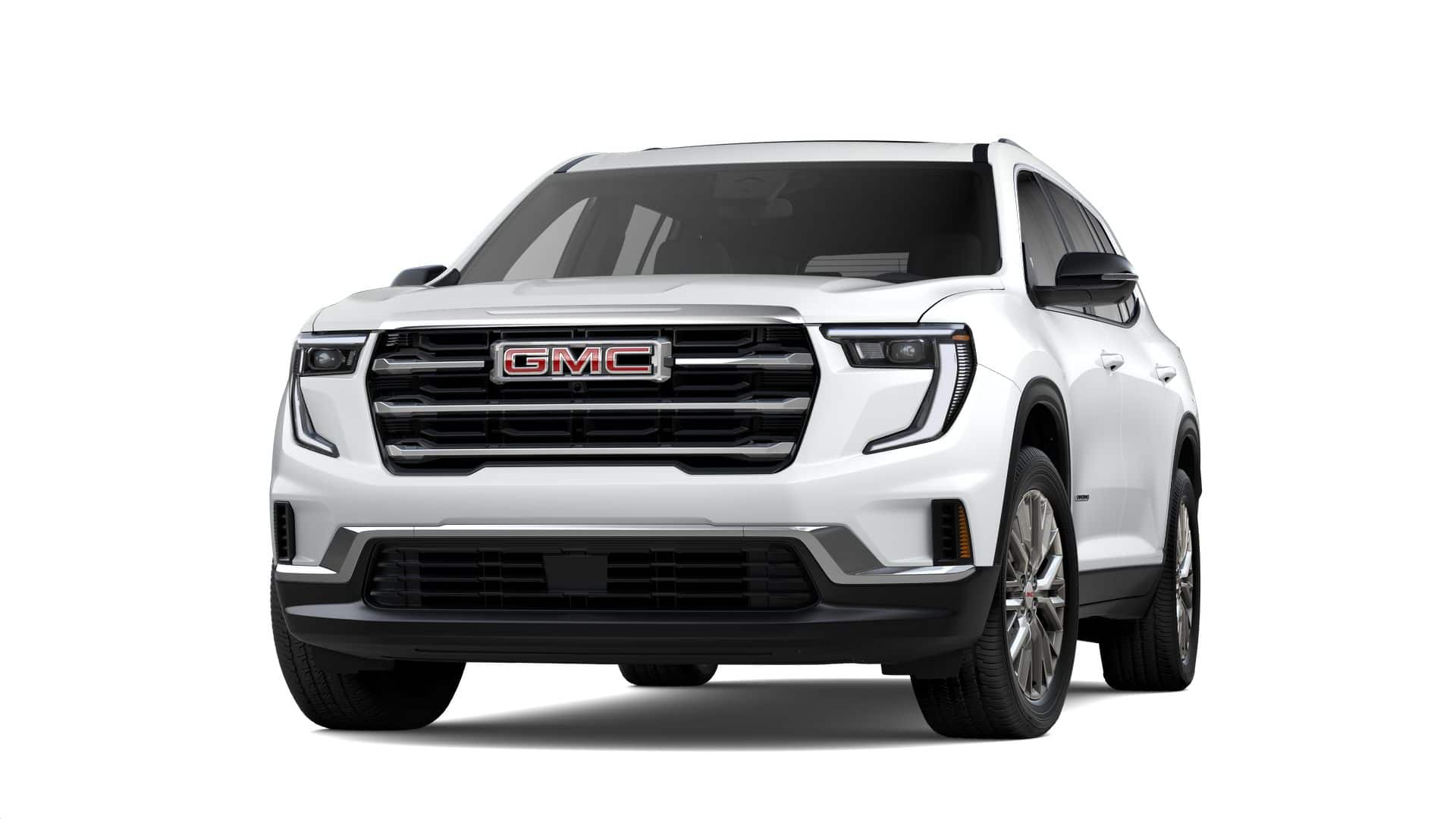 2026 GMC Acadia Elevation in Summit White — front three-quarter view
