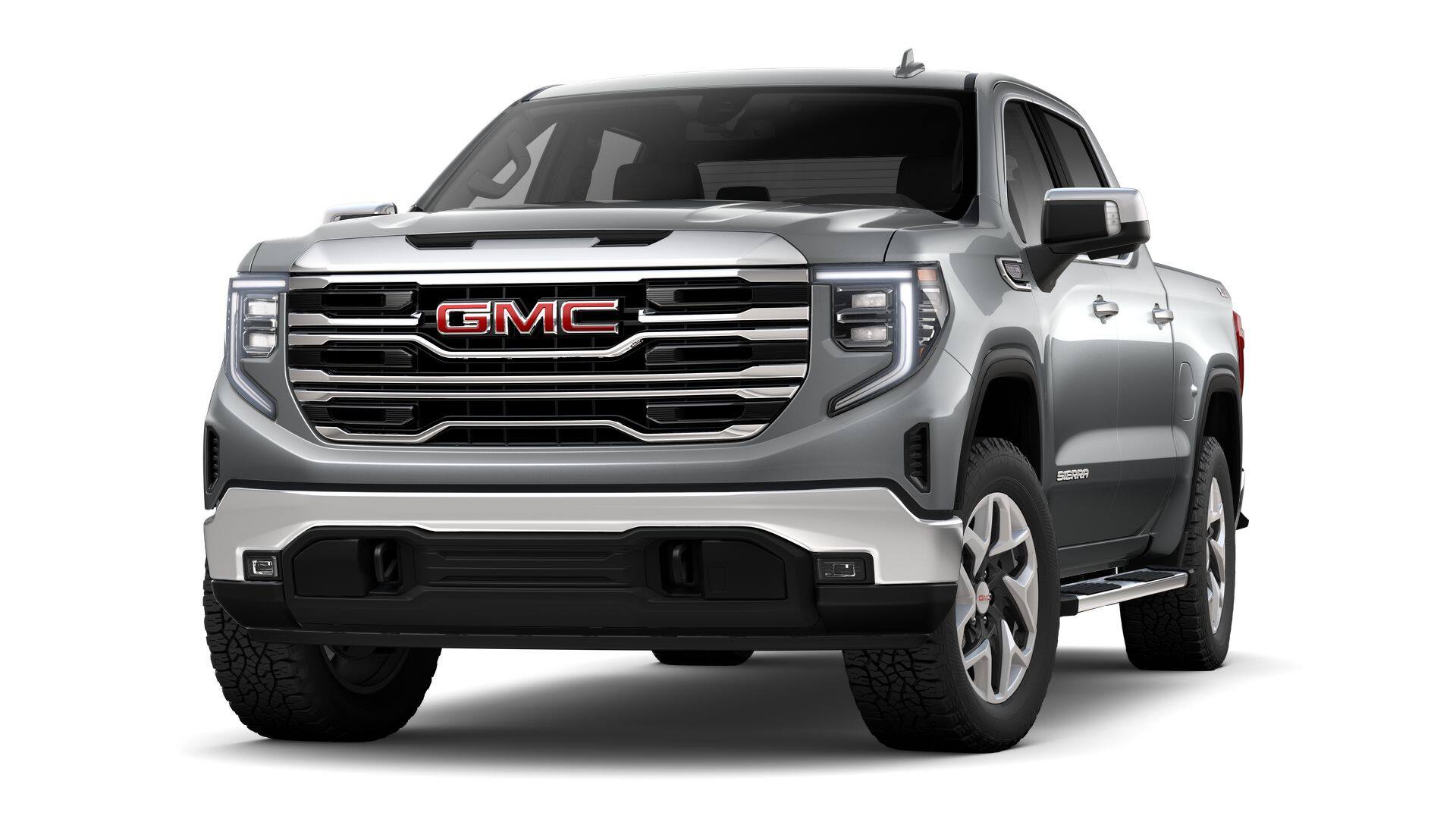 2026 GMC Sierra 1500 SLT in Sterling Metallic — front three-quarter view